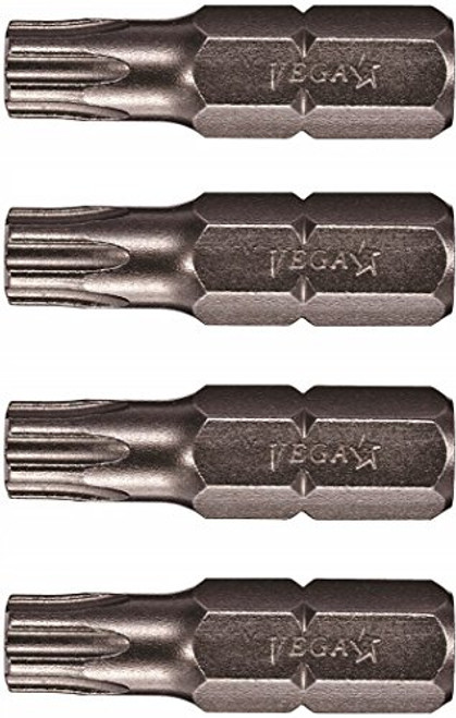 VEGA T30 TORX Security Bits. Professional Grade  Inch Hex Shank TORX T-30 S2 Steel 1" Security Bits. 125TT30A-4 (Pack of 4)