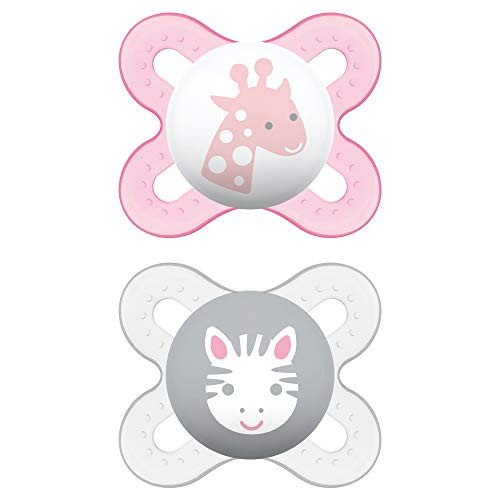MAM Start Newborn Pacifiers (2 pack, 1 Sterilizing Pacifier Case), Newborn Baby Girl Pacifiers, Best Pacifier for Breastfed Babies, Self Sterilizing B