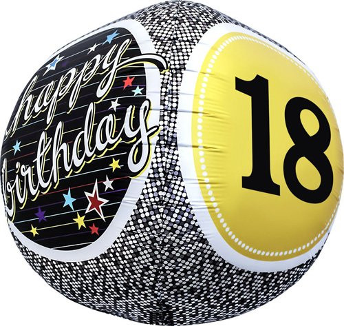 Northstar 17" Sphere-18Th Birthday Milestone Foil Balloon, 17", Multicolor