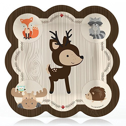 Big Dot of Happiness Woodland Creature - Baby Shower or Birthday Dinner Plate (8 Count)