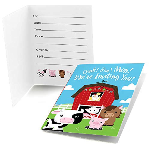 Big Dot of Happiness Farm Animals - Fill in Baby Shower or Birthday Party Invitations (8 Count) Big Dot of Happiness Farm Animals - Fill in Baby Shower or Birthday Party Invitations (8 Count)