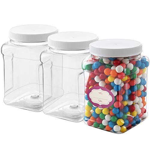 Clear Empty Plastic Storage containers with Lids - Square Plastic Containers - Plastic Jars with Lids  BPA Free Plastic Jar - Food Grade Air Tight wit