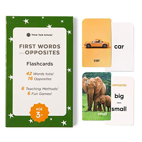 Think Tank Scholar First Words Flash Cards with Opposites for Toddlers, Ages 1-4, Preschool