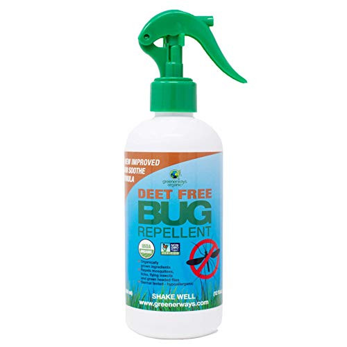 Greenerways Organic Deet-Free Bug Spray | Kid Friendly Natural Mosquito Repellent USDA Organic, Non-GMO | Bug Repellant Spray for Adults, Kids, Dogs |