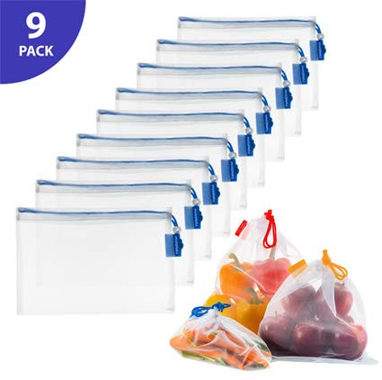 VANDOONA Reusable Mesh Produce Produce Bags for fruit & vegetables 9 Pack