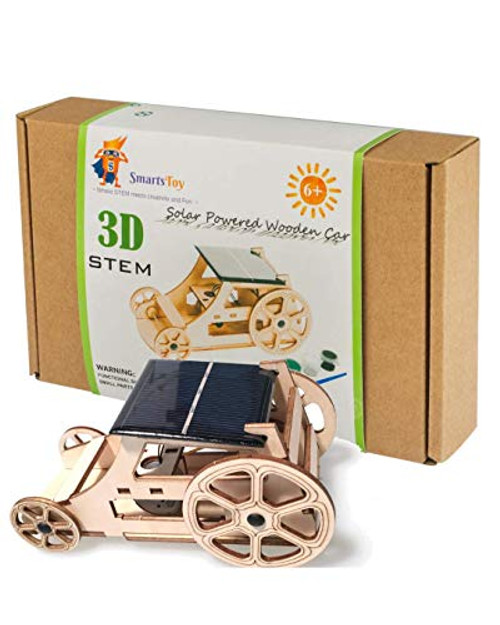 Wooden Solar Car Model Kits to Build - DIY Educational Science Kits for Kids Age 8-12 - 3D Puzzles Robotics Building Toys STEM Kit for Boys and Girls,