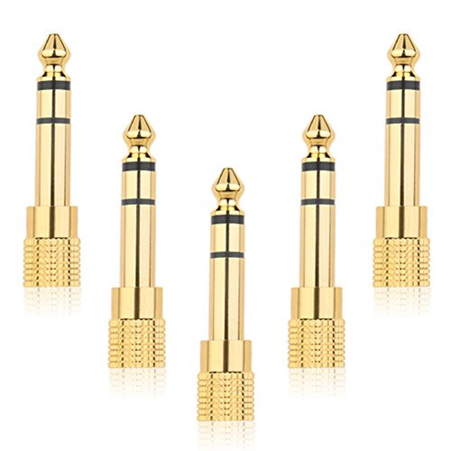 Valefod Stereo Audio Adapter 6.35mm (1/4 inch) Male to 3.5mm (1/8 inch) Female Headphone Jack, 5 Pack