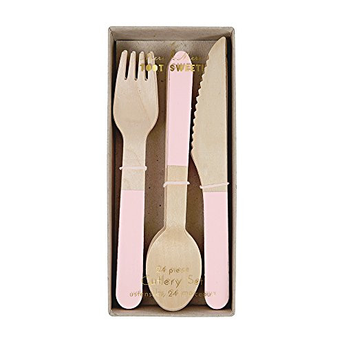 Meri Meri Soft Pink Wooden Cutlery Set