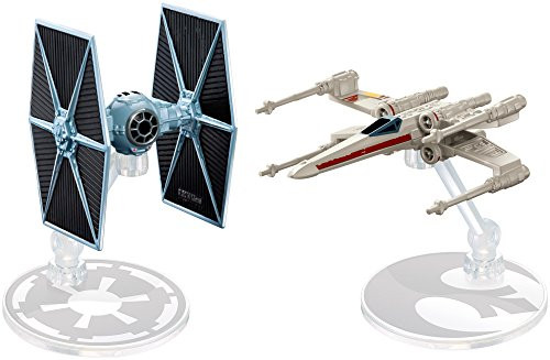 Hot Wheels Star Wars Rogue One Tie Fighter Blue vs. X-Wing Red 2 Wings Open Vehicle (2 Pack)