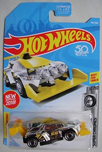 HOT WHEELS SUPER CHROMES 10/10, CHROMES/YELLOW RISING HEAT 145/365 50TH ANNIVERSARY