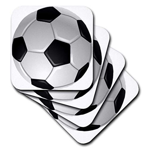 3dRose cst_6254_3 Soccer Ball-Ceramic Tile Coasters, Set of 4