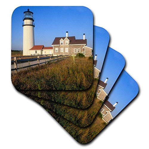 3dRose CST_90913_2 North Turo Lighthouse, Cape Cod, Massachusetts US22 RKL0000 Raymond Klass Soft Coaster (Set of 8)