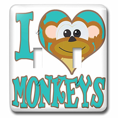 3dRose lsp_102144_2 I Heart Love Monkeys Cartoon Double Toggle Switch, Multicolor