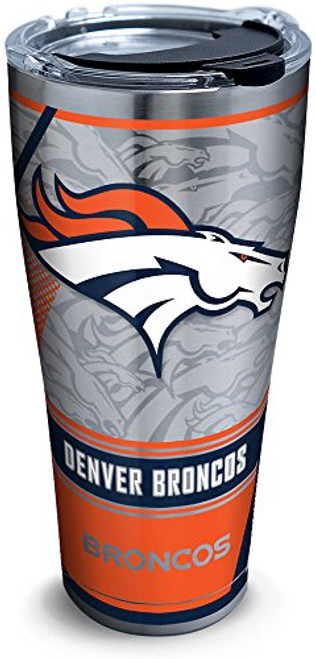 Tervis NFL Denver Broncos Edge Stainless Steel Tumbler with Clear and Black Hammer Lid 30oz, Silver
