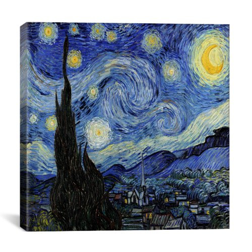 iCanvasART 1523 The Starry Night Canvas Print by Vincent Van Gogh, 12 by 12-Inch, 0.75-Inch Deep
