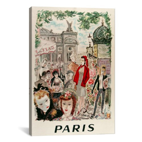 iCanvasART 5387 Beautiful Paris by Vintage Apple Collection Canvas Print, 18 by 12-Inch, 0.75-Inch Deep