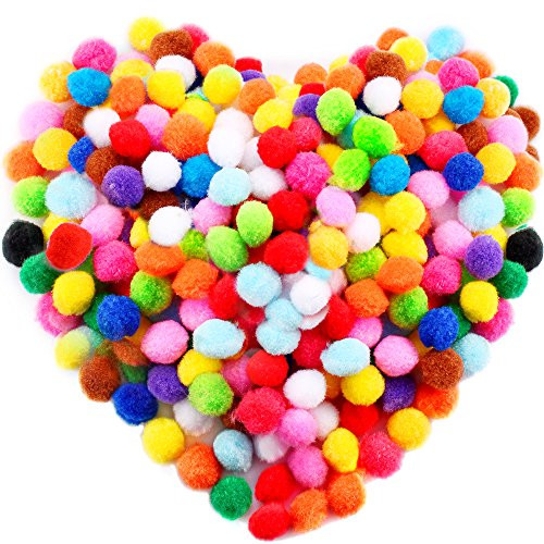 Caydo 300 Pieces 1 inch Assorted Pompoms Multicolor Arts and Crafts Pom Poms Balls for Hobby Supplies and Creative Craft DIY Material