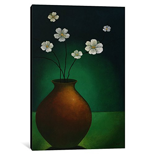 iCanvasART 1-Piece Vase with White Flowers Canvas Print by Pablo Esteban, 0.75 by 12 by 18-Inch