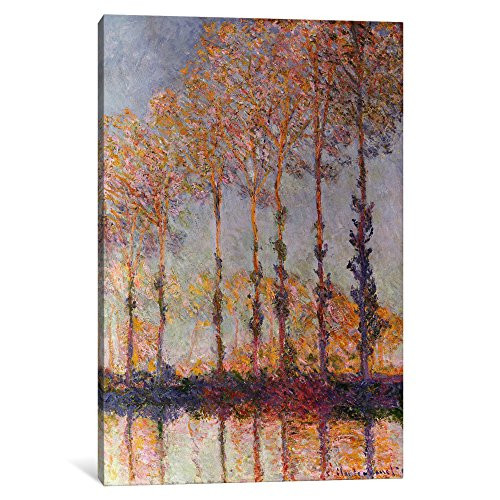 iCanvasART 1 Piece Poplars on The Banks of The Epte, 1891 Canvas Print by Claude Monet, 12" x 8"/0.75" Deep