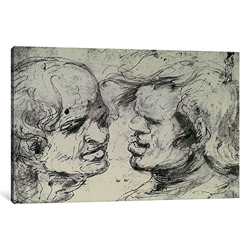 iCanvasART 1 Piece Two Heads Canvas Print by Leonardo da Vinci, 0.75 by 12 by 18-Inch