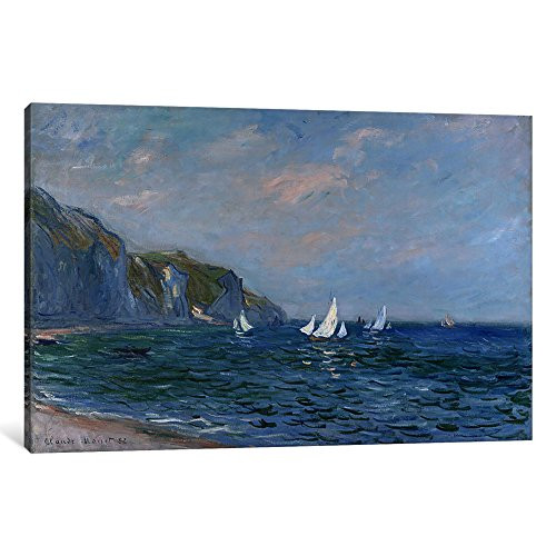 iCanvasART 1 Piece Cliffs and Sailboats at Pourville Canvas Print by Claude Monet, 18 by 12"/0.75" Deep