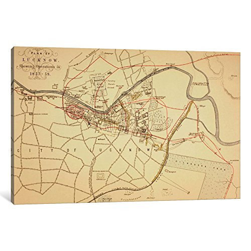 iCanvasART 1 Piece Plan of Lucknow, 1883 Canvas Print by English School, 12 by 18"/0.75" Deep