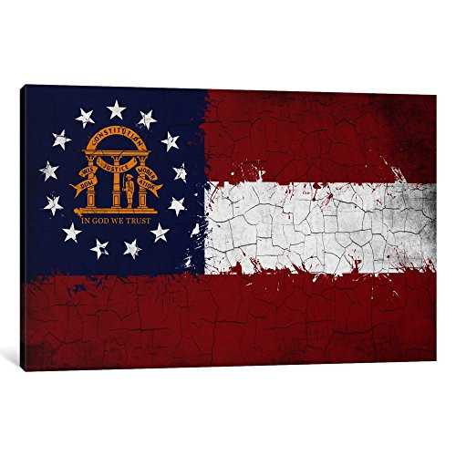 iCanvasART 1-Piece Georgia Flag Grunge Painted Canvas Print by Kane, 0.75 by 18 by 12-Inch