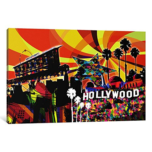 iCanvasART 1 Piece Los Angeles Psychedelic Pop 3 Canvas Print by DarkLord, 12 x 8/0.75" Deep