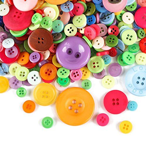 750 PCS Assorted Mixed Color Resin Buttons 2 and 4 Holes Round Craft for Sewing DIY Crafts Children's Manual Button Painting, DIY Handmade Ornament