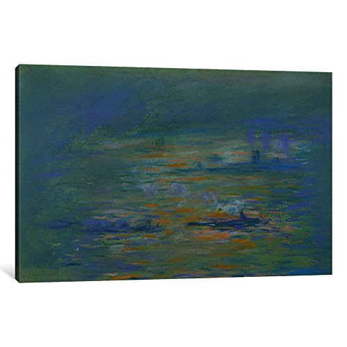 iCanvasART 1 Piece Tugboats on The River Thames Canvas Print by Claude Monet, 0.75 by 12 by 8-Inch
