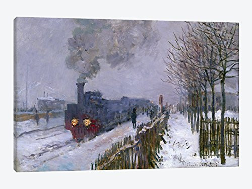 iCanvasART 1-Piece Train in The Snow or The Locomotive, 1875 Canvas Print by Claude Monet, 0.75 by 18 by 12-Inch
