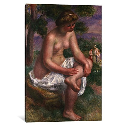 iCanvasART 1-Piece Seated Bather in a Landscape or, Eurydice, 1895-1900 Canvas Print by Pierre August Renoir, 18" x 12"/0.75" Deep