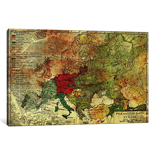 iCanvasART 1 Piece Europa Karta Canvas Print by Ginger, 8 by 12"/0.75" Deep