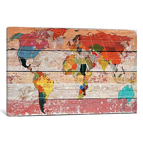 iCanvasART iCanvas World Map Gallery Wrapped Canvas Art Print by Irena Orlov, 18" x 12"