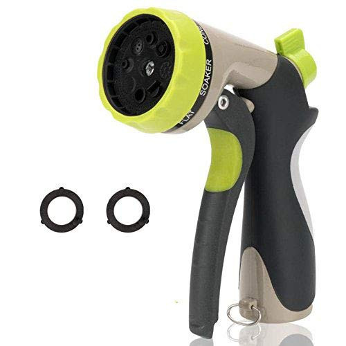 Apas Garden Hose Nozzle- 8 Patterns Heavy- Duty Spary Nozzle,High Pressure,for Outdoor Watering Plants, Lawns,Car Washing & Pets Showering