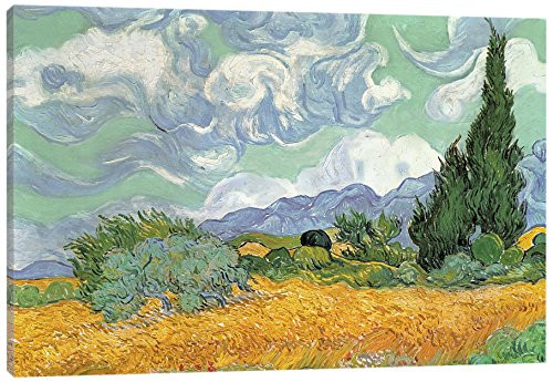 iCanvasART Wheatfield with Cypresses, 1889 Canvas Print, 18" x 12"