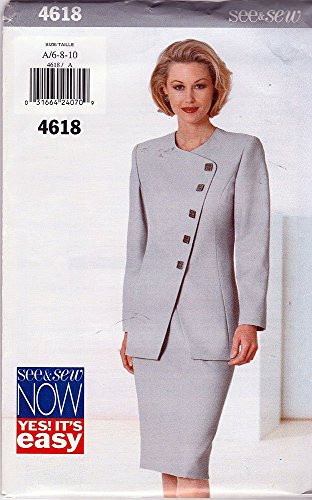 Butterick See & Sew Sewing Pattern 4618 ©1996 Misses' Jacket and Skirt, Size 6-8-10