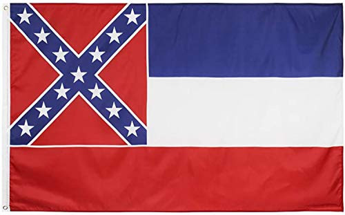 Tesefe Mississippi State Flag, 3 x 5 Ft Double Stitched and Fade Resistant Flags with Brass Grommets for Indoors and Outdoors (Mississippi)