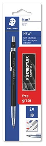 STAEDTLER 780 C BKP6 Mars Technico Mechanical Pencil with HB Lead And Free Eraser,Black