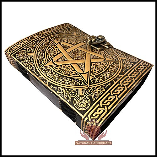 Leather Journal Book Pentagram Embossed Handmade Book of Shadows Wicca Pagan Pentacle Witchcraft Notebook Office Diary College Book Poetry Book Sketch
