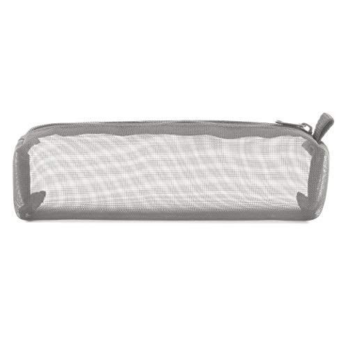 Muji Gray Nylon Mesh Pen CASE Square See Through Easily take Out pens Size (7"x 2"x 2")