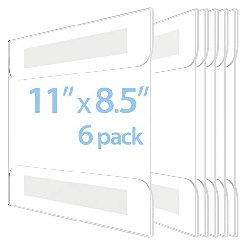 OfficeMajor Acrylic Sign Holder 11x8.5 - Horizontal Wall Mount Sign Holder with 3M Tape Adhesive Office Door Sign Plastic Frame Wall Sign Holder Clear