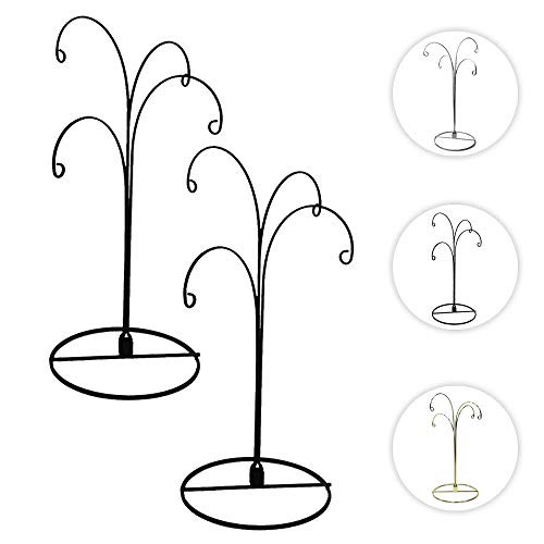 HOHIYA Ornament Display Stand Holder Christmas Hanger Hook Dog Cat Glass Ball Bauble 4 Arms 12inch(Black,Pack of 2)