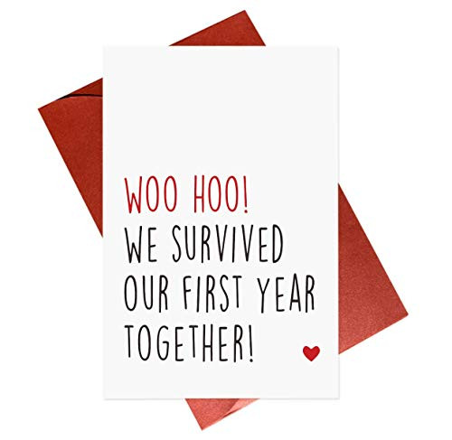 Funny 1 Year Anniversary Card,Anniversary Cards Boyfriend,Survived Our First Year Together Funny 1 Year Anniversary Card,Anniversary Cards Boyfriend,Survived Our First Year Together