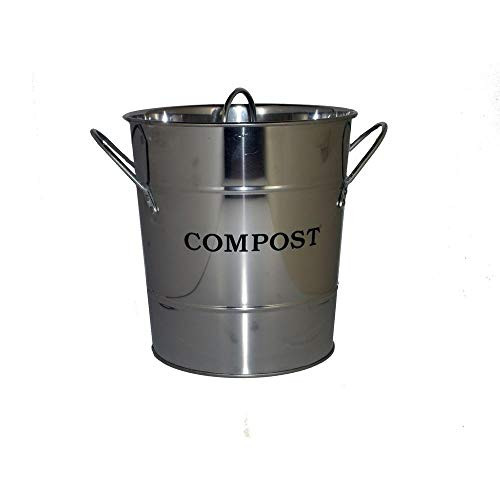 Exaco Trading Company CPBS 03 Small 2 in 1 Kitchen Compost Bucket, Stainless Steel