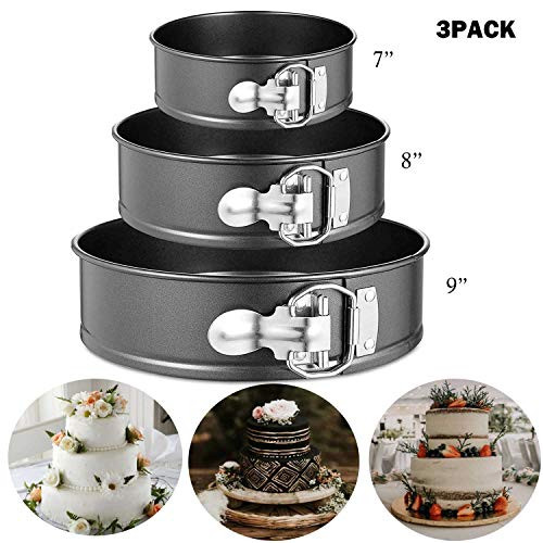 Springform Pan Set, 3Pcs Non-Stick Leakproof Round Cake Pans with Removable Bottom Pan for multi-layer wedding cake baking tray,cake pan,Cheesecake ba