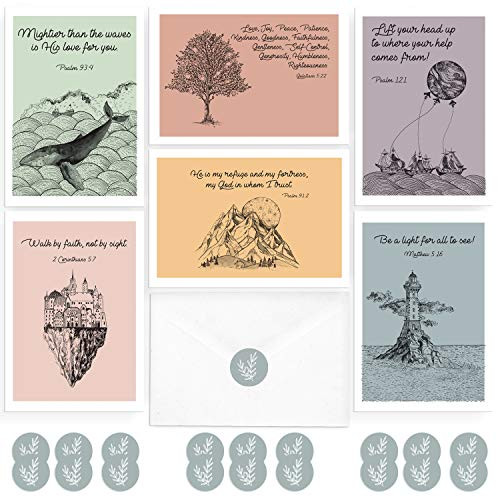 DiverseBee 18 Inspirational Christian Greeting Cards Assortment (6 Art Designs) Bible Verse Motivational Scripture Cards, Encouragement Thinking of Yo DiverseBee 18 Inspirational Christian Greeting Cards Assortment (6 Art Designs) Bible Verse Motivational Scripture Cards, Encouragement Thinking of Yo