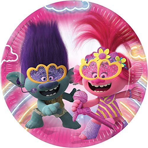 8 Trolls 2 World Tour Paper Party Plates (9in / 23cms)