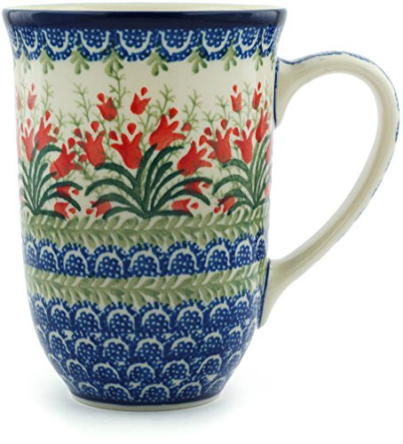 Polish Pottery Mug 17 oz Sprouting Tulips made by Ceramika Artystyczna