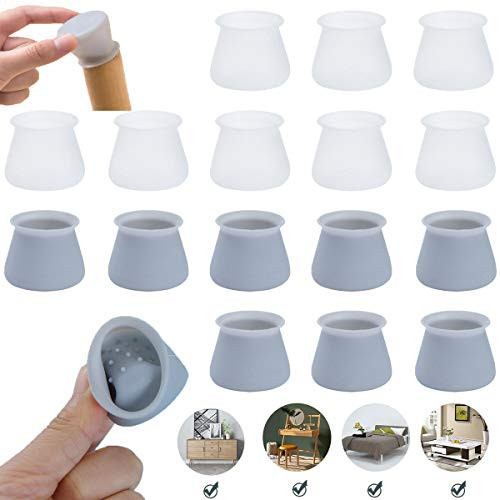 Furniture Silicon Protection Cover, Silicon Floor Protector Chair Leg Cap,Round & Square Furniture Table Feet Cover, Prevent Scratches and Noise-32pcs